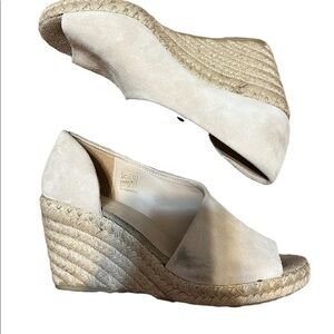 Vince Off White suede Leather Espadrille wedges size 8